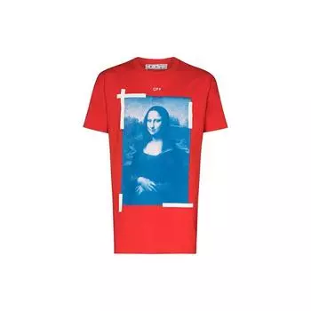 Off-White Blue Monalisa Over Tee Ярко-красные мужские топы OMAA038R21JER0012501 XS