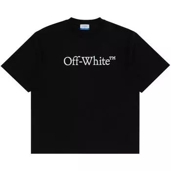 Off-White Большая книжная скейт-футболка Черный/Белый Мужские топы OMAA120C99JER0081001 L