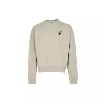 Off-White Bubble Arrow Over Crewneck Abbey Stone Мужские топы зеленого цвета OMBA035F21FLE0021710 XS