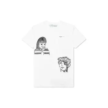 Off-White C/O SS20 Футболка с коротким рукавом с принтом Virgil Abloh, мужские топы обычного кроя, белые OMAA027S201850090110