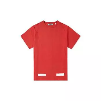 Off-White c/o Virgil Abloh Базовая полосатая футболка с коротким рукавом Мужские топы Красный OMAA002F161850102001 XXS
