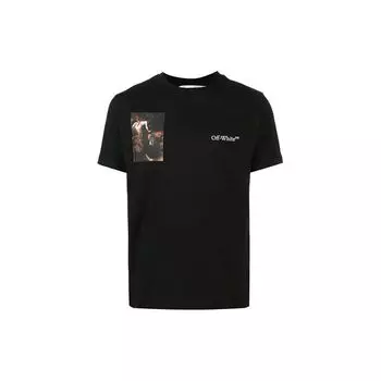 Off-White Caravag Lute Slim с короткими рукавами, черные/белые мужские топы OMAA027S22JER0011001 XL