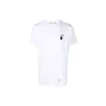 Off-White Caravaggio Arrow Slim Tee Белые/черные мужские топы OMAA027F21JER0130110