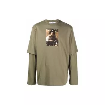 Off-White Caravaggio Boy Double Sleeve Tee Green Men Tops OMAB066F21JER0075584