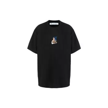 Off-White Caravaggio Boy Mark Over Футболка Черные легкие мужские топы OMAA038S21JER0071040 XS