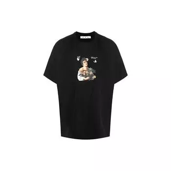 Off-White Caravaggio Boy Over Tee Черные/белые мужские топы OMAA038S21JER0061001 L