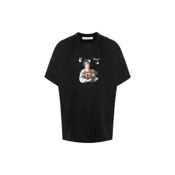 Off-White Caravaggio Boy Over Tee Черные/белые мужские топы OMAA038S21JER0061001 M