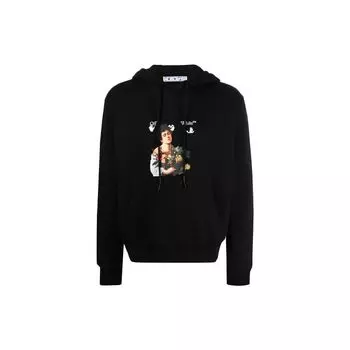 Off-White Caravaggio Boy Slim Fit Hoodie Black/White Men Tops OMBB074S21FLE0021001 M