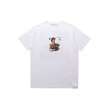 Off-White Caravaggio Boy Slim Tee Белые/черные мужские топы OMAA027S21JER0110110 L