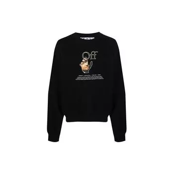 Off-White Caravaggio Черные/разноцветные мужские топы с круглым вырезом OMBA035F21FLE0031084 S