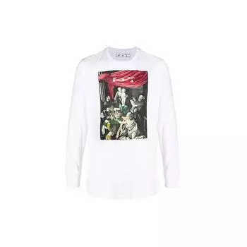 Off-White Caravaggio Color Painting Arrows Футболка с длинным рукавом Мужские топы Белый OMAB001E20JER0050110 M