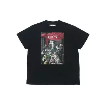 Off-White Caravaggio Картина с короткими рукавами поверх футболки Черные мужские топы OMAA038E20JER0051010 XS
