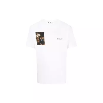 Off-White Caravaggio Lute Slim с короткими рукавами, черные/белые мужские топы OMAA027C99JER0110110 L
