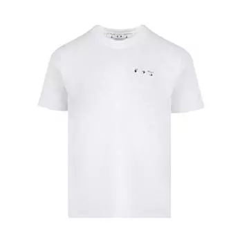 Off-White Caravaggio Paint Slim Tee Белые/черные мужские топы OMAA027C99JER0050110 L