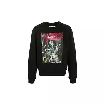 Off-White Caravaggio Painting Тонкие черные мужские топы с круглым вырезом OMBA025E20FLE0041010 S