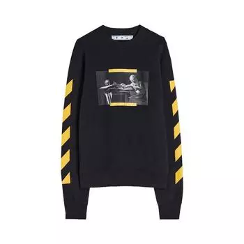 Off-White Caravaggio Painting Тонкие черные/разноцветные мужские топы с круглым вырезом OMBA025F21FLE0091084 XS