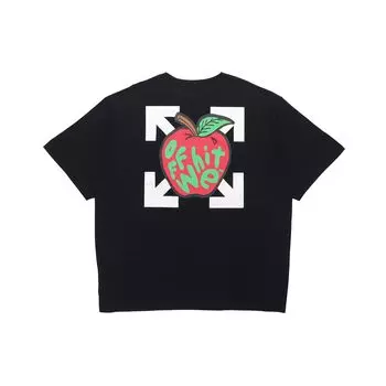 Off-White Черные/красные мужские топы Apple Over Tee OMAA038S21JER0151025 S