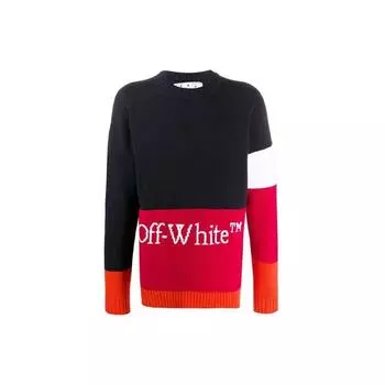 Off-White Мужские топы Color Block Off Crewneck синего/красного цвета OMHE048E20KNI0014525 S