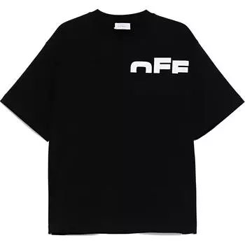 Off-White Crew Neck Letter Logo Printed Short Sleeve T-Shirt Loose Fit Men Tops Black OMAA120S25JER00B1001-BLACK M