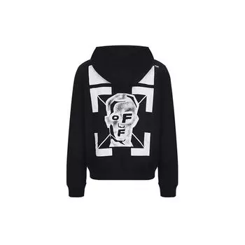 Off-White Cross Box Logo Толстовка с капюшоном Черные/красные мужские топы OMBB034E20FLE0101025 XS
