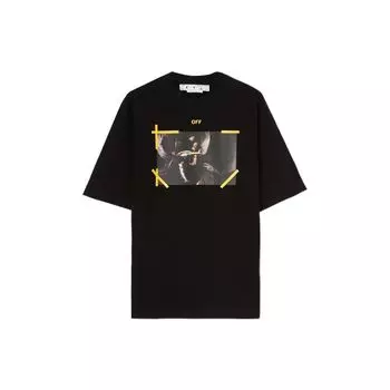 Off-White Diag Arrow Caravaggio Mercy Skate Tee Черные/белые мужские топы OMAA119C99JER0061001 XS