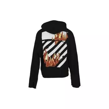 Off-White Diag Fire Back Толстовка на молнии Черная мужская верхняя одежда OMBB025S181920781088 M