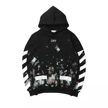 Off-White Diag Galaxy Brushed Over Hoodie Черные мужские топы OMBB009F176190309901 XS