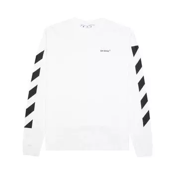 Off-White Diag Helvetica Skate Футболка с длинными рукавами Белые/Черные мужские топы OMAB064C99JER0010110 XS