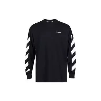 Off-White Diag Helvetica Skate Футболка с длинными рукавами, черные/белые мужские топы OMAB064C99JER0011001 XL