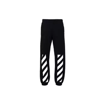 Off-White Diag Helvetica Slim Sweatpants Черные мужские брюки OMCH029C99FLE0021001 M