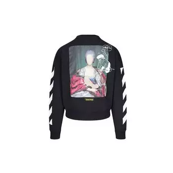 Off-White Diag Mariana De Silva Черные мужские топы с круглым вырезом Черный многоцветный OMBA035E19E300051088 XS