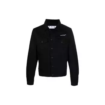 Off-White Diag Tab Slim Denim Jacket Black Men Outerwear OMYE079C99DEN0031001 S