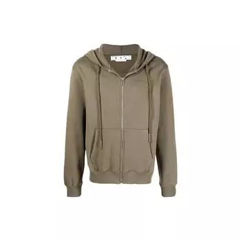 Off-White Diag Tab Тонкая толстовка с капюшоном на молнии Армейско-зеленые мужские топы OMBE013S22FLE0035656 S