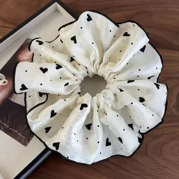 Off-White Двухслойные резинки для волос с сердечками, широкие повязки на голову, женские ретро темпераментные резинки для волос, модные резинки для волос для девочек