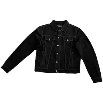 Off-White Джинсовая куртка с принтом алфавита и отложным воротником Мужская верхняя одежда Черный OMYE079C99DEN0044001PD S