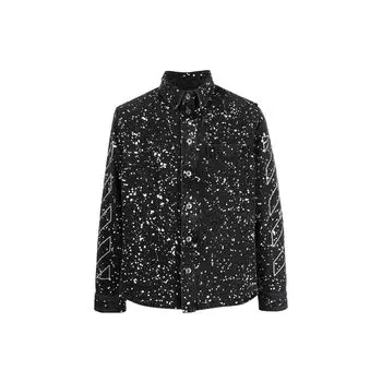 Off-White Джинсовая рубашка Diag Paint, черные/белые мужские топы OMYD027F22DEN0011001 S