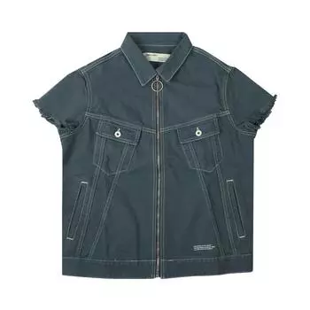 Off-White Джинсовая рубашка на молнии Синяя мужская верхняя одежда OMYE033S19C310013900 M