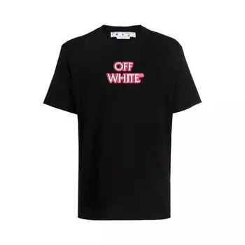 Off-White Emotion Neon Slim с короткими рукавами, черные/розовые мужские топы OMAA027F22JER0121030 L