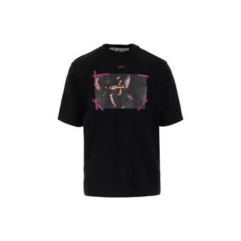 Off-White Футболка Arrow Caravaggio Mercy, черные мужские топы OMAA119S23JER0011036 S