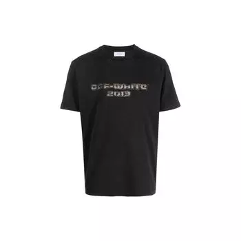 Off-White Футболка Digit Bacchus Slim с коротким рукавом, черная/многоцветная, мужские топы OMAA027F23JER0061084 M