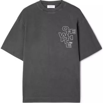 Off-White Футболка Outline Arrow Skate с коротким рукавом, черная/белая, мужские топы OMAA120F24JER0041001