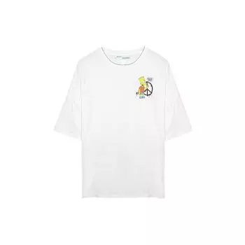 Off-White Футболка оверсайз Bart Peace Белые мужские топы OMAA066S191850340188 XS