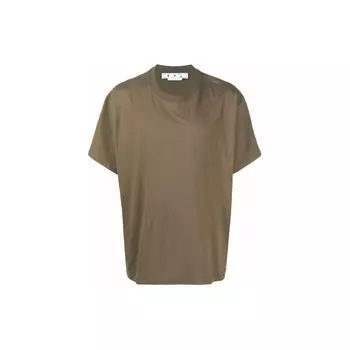 OFF-WHITE Футболка оверсайз с резиновыми диагоналями Армейский зеленый Мужская уличная одежда OMAA038S22JER0025656 XXS