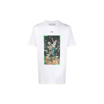 Off-White Футболка Pascal FOR EVER Painting Slim Fit, цвет белый, зеленый, мужская, уличная, OMAA027F20FAB0170155 M