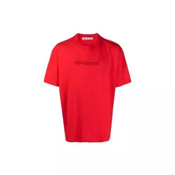 Off-White Футболка Pascal с короткими рукавами, огненно-красная/телесная, мужские топы OMAA038R21JER0092531 XS