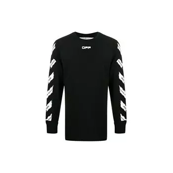 Off-White Футболка с длинным рукавом Airport Tape, черные мужские топы OMAB001S201850031088 XS