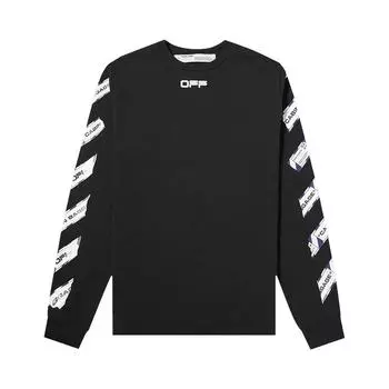 Off-White Футболка с длинным рукавом Airport Tape, черные мужские топы OMAB001S201850031088 XS