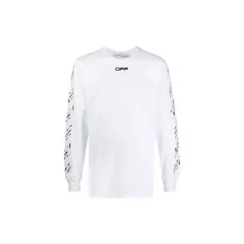 Off-White Футболка с длинным рукавом Airport Tape FW21 Slim Fit для мужчин, белые топы OMAB001S201850030188 S