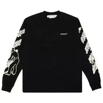 Off-White Футболка с длинным рукавом Bricks Skate, черная/белая, мужские топы OMAB064F22JER0051001 XL