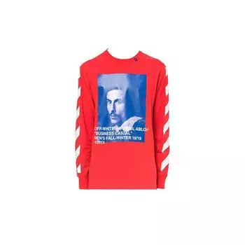 Off-White футболка с длинным рукавом с принтом, мужские топы, красная OMAB001F181850112030 M
